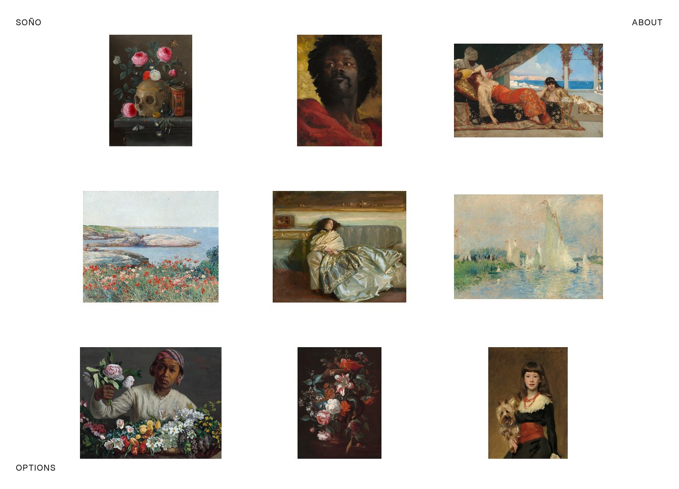 Image gallery. Image containers are displayed in a grid, with thumbnails scaled down to fit.